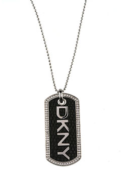 DKNY Jewellery DKNY Logo Steel, Rhinestone and Leather Tag
