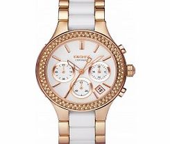DKNY Ladies Ceramix Chronograph Rose Gold Watch