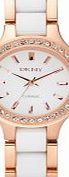 DKNY Ladies Chambers Ceramic White Rose Gold Watch