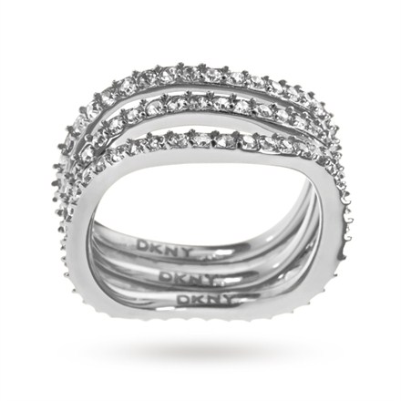 DKNY Ladies Steel and Cubic Zirconia Ring - Size