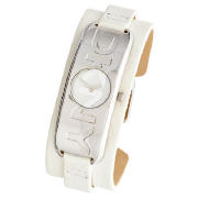 DKNY ladies white half cuff watch
