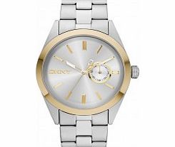DKNY Mens Dress Silver Gold Watch