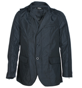 DKNY Navy Lightweight Hooded Pack-Away Jacket