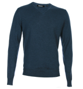 DKNY Navy Melange V-Neck Sweater