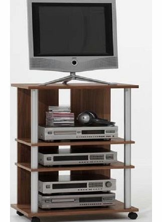 VARANTY Walnut Colour Finish TV / Hi-Fi Stand with 3 Shelves for DVD player Satellite box by DMF