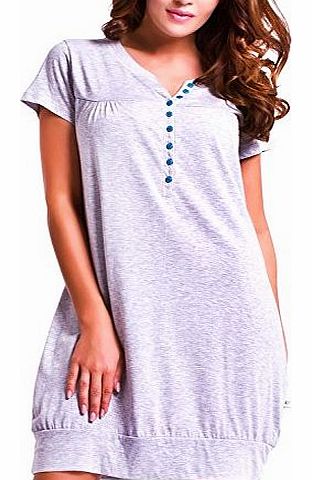dn-nightwear Dobranocka 5009 Maternity/Nursing Nightdress,Size L,Grey