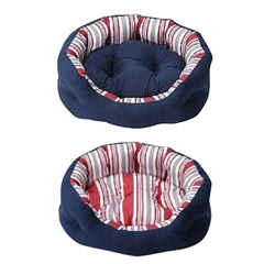 Do Not Disturb Blue and Red Striped Round Cat Bed by Do Not Disturb