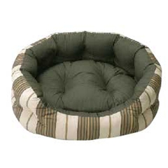 Olive Striped Round Cat Bed by Do Not Disturb