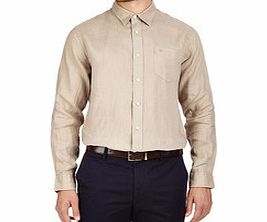 Beige linen long-sleeved shirt