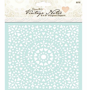 Docrafts Papermania Vintage Notes Filigree Paper, Pack of 5