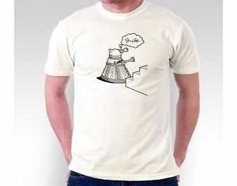 Dalek vs Stairs Cream T-Shirt X-Large