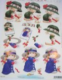 Doe Maar A4 3D step by step Morehead Christmas decoupage sheet - cute girls