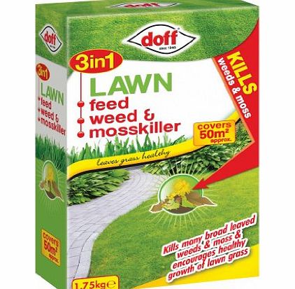 Doff 3 In 1 Lawn Feed Weed amp; Moss Killer 1.75Kg