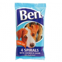 Dog Ben Dog Treats Jumbo Bulk Pack Spirals 4 Sticks
