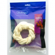 Dog Hollings Natural White Rawhide Braided Ring 12