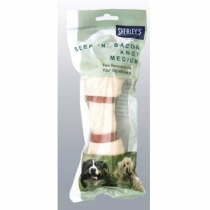 Dog Sherleys Beef and Bacon Hide Knot X 10 Pack Medium