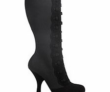 Black suede lace-up boots