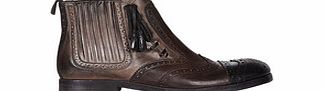 Brown and black leather brogue boots