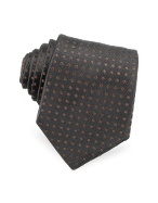 Black and Brown Polkadot Woven Silk Tie