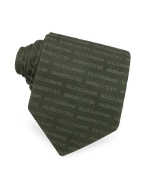 Dolce and Gabbana Dark Green Signature Woven Silk Tie