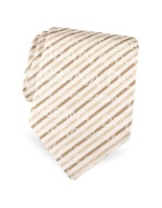 Signature Pattern Striped Woven Silk Tie