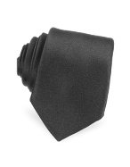 Solid Black Narrow Silk Tie