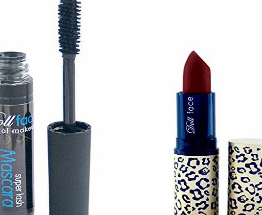 Dollface Mineral Makeup Christmas Gift Set Good Kitty Bad Kitty Lipstick Colour, Royal with a Super Lash Mascara