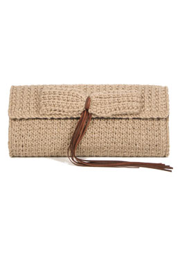Tan Cylindrical Clutch Bag by Domakaya