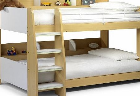 Domino Bunk Domino, Maple and WHITE Finished SLEEP STATION Childrens Kids BUNK BED, with Luxury Spring MATTRESS