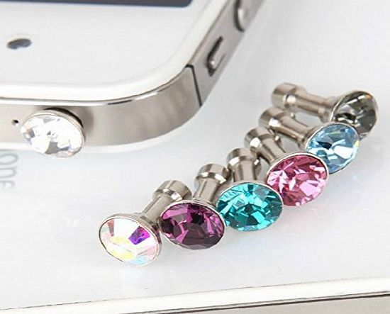 5x Fashion Sparkling CZ Diamond Dustproof Plug Earphone Stopple Decor Ornament Bling Anti Dust 3.5mm Earphone Jack Plug Stopper for iPhone 3 3G 3GS 4 4GS 4S/iPad 1 2 3 /Iapd mini/ Samsung Galax