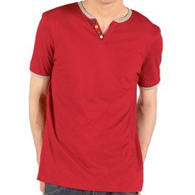 Mens Samson Button T-Shirt Hot Red
