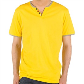 Done And Dusted Mens Samson Button T-Shirt Yellow