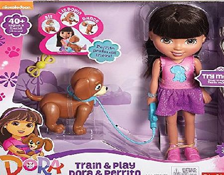 Dora Friends Fisher-Price Nickelodeon Dora Friends Toy - Dora 12 Inch Doll and Perrito Puppy - Train and Play