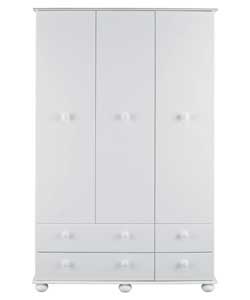 3 Door 4 Drawer Wardrobe - White