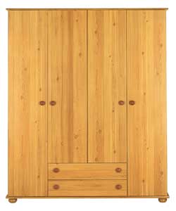 Dorchester 4 Door 2 Drawer Wardrobe - Pine