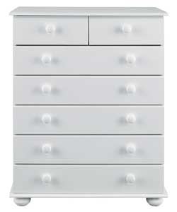 5 Wide 2 Narrow Drawer Chest - White