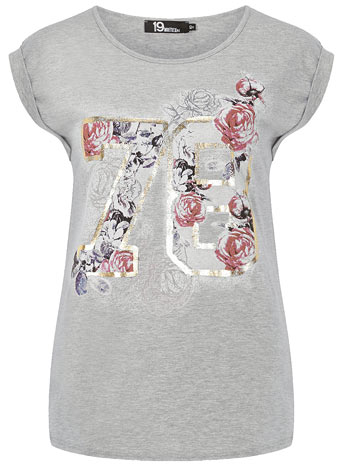 Dorothy Perkins 19Nineteen Grey floral 78 t-shirt DP12238127