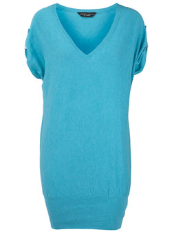 Aqua cotton v-neck tabard