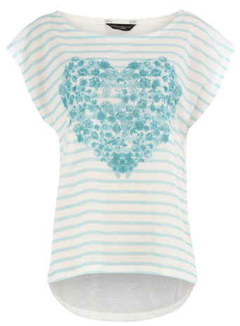 Dorothy Perkins Aqua floral heart t-shirt DP56254929