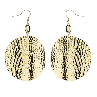 Beaten disc drop earrings
