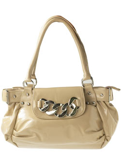 Beige chain shoulder bag