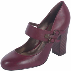 Dorothy Perkins Berry red leather bar shoes.