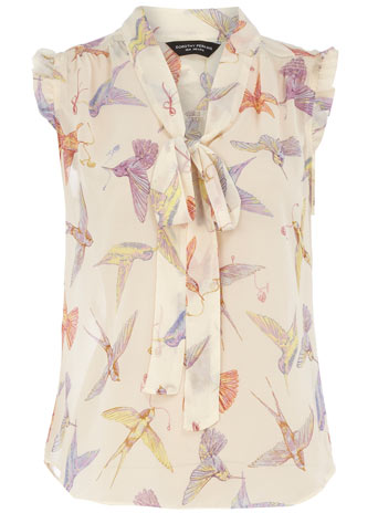 Bird print pussybow blouse DP05300082