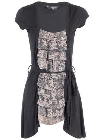 Black 2in1 cardigan top