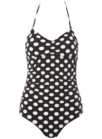 Dorothy Perkins Black and white spot swimsuit DP06926501