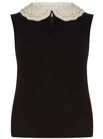 Dorothy Perkins Black beaded collar blouse DP75000853
