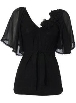 Dorothy Perkins Black bobble trim top