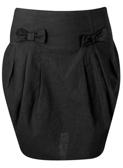 Dorothy Perkins Black bow linen skirt