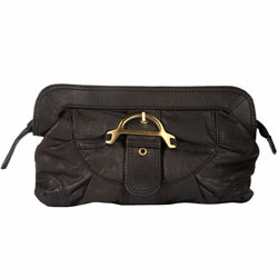 Dorothy Perkins Black buckle leather clutch
