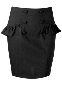 Dorothy Perkins Black button linen skirt